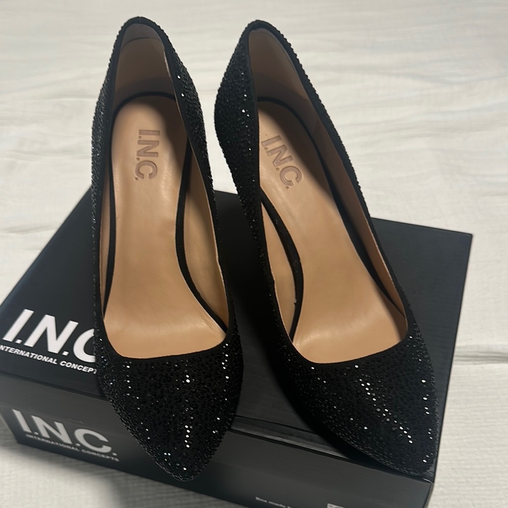 INC International Concepts Black Sparkle Heels